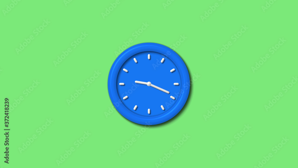 Aqua color 3d wall clock icon on green light background,12 hours clock icon Aqua color 3d wall clock icon on green light background,12 hours clock icon