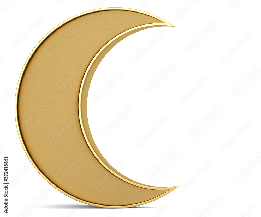 Golden frame moon Isolated On White Background, 3D render. 3D illustration. Golden frame moon Isolated On White Background, 3D render. 3D illustration.