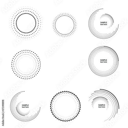 Halftone dots in circle form. Circular Music equalizer . Audio waves . Sound frequency . round logo . vector dotted frame . design element