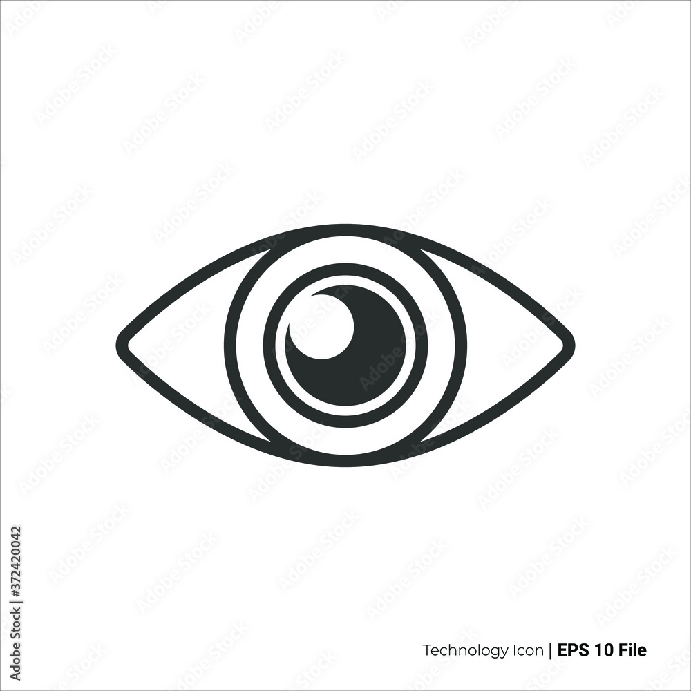 Vision eye icon outline. Vision eye icon vector design. isolated on white background Vision eye icon outline. Vision eye icon vector design. isolated on white background