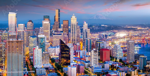 Seattle skyline at twilight photo