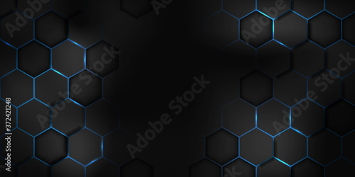 abstract black blue Hexagon texture sports Vector illustration. geometric background. Modern shape concept.