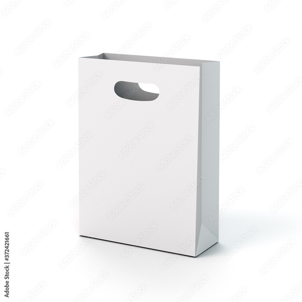 paperbag with hole handle, white, 3D Render paperbag with hole handle, white, 3D Render