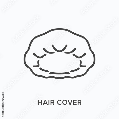 Hair cover line icon. Vector outline illustration of hair net, head protection flat sign. Worker protective equipment thin linear pictogram