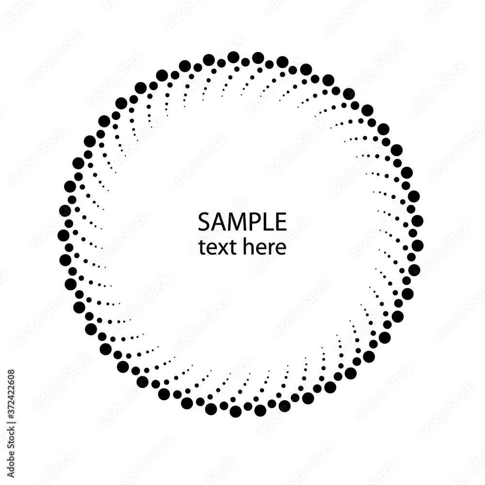 Halftone dots in circle form. Circular Music equalizer . Audio waves . Sound frequency . round logo . vector dotted frame . design element Halftone dots in circle form. Circular Music equalizer . Audio waves . Sound frequency . round logo . vector dotted frame . design element