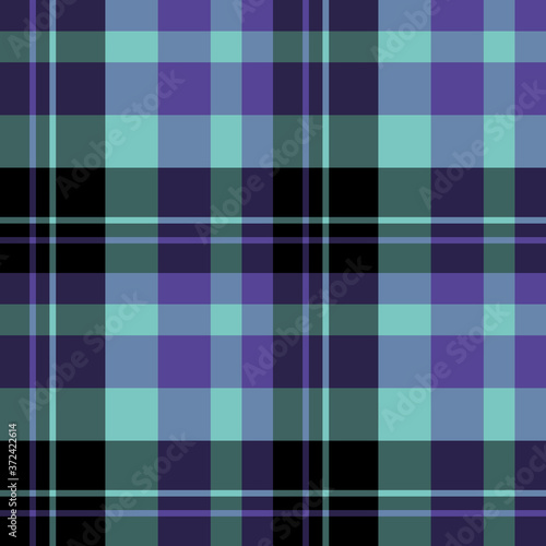 Seamless pattern in simple black, violet and discreet blue colors for plaid, fabric, textile, clothes, tablecloth and other things. Vector image.