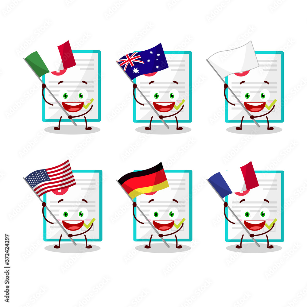 Medical payment cartoon character bring the flags of various countries Medical payment cartoon character bring the flags of various countries