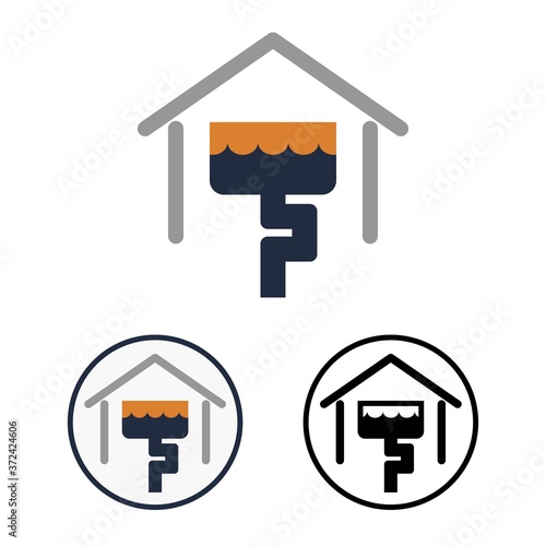 Icon of the sewer in house. Simple flat vector clipart of sewage system in buildings