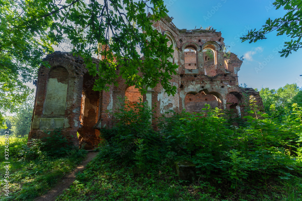 An old ruined Church in the Leningrad region, Russia.
