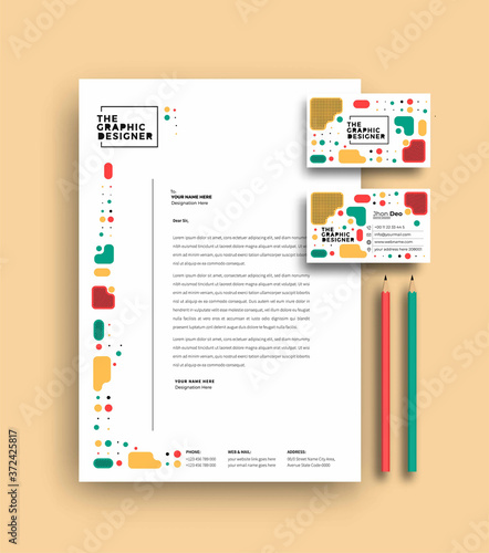 Business letterhead with business card templates design, Vector illustration.