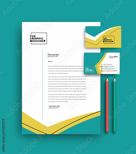 Business letterhead with business card templates design, Vector illustration.