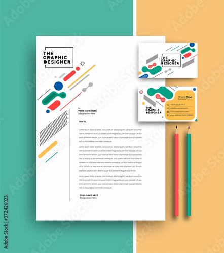 Business letterhead with business card templates design, Vector illustration.