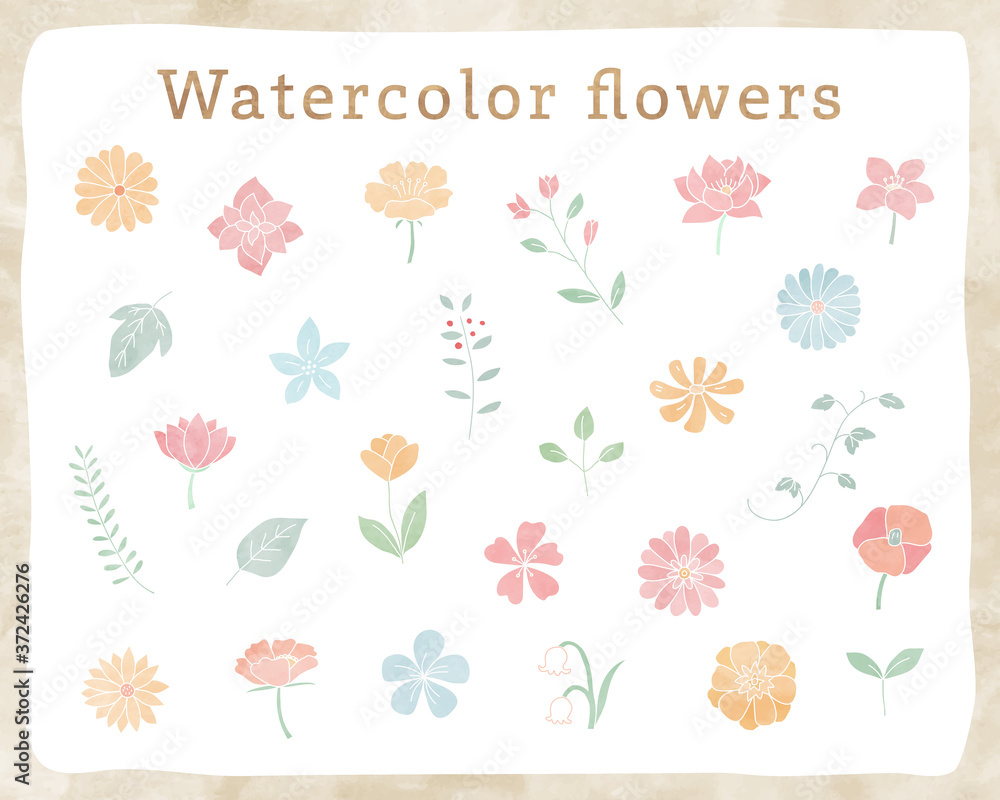 手書きの花や葉の水彩イラストのセット 植物 おしゃれ かわいい 素材 自然 Stock 벡터 Adobe Stock 手書きの花や葉の水彩イラストのセット 植物 おしゃれ かわいい 素材 自然 Stock 벡터 Adobe Stock
