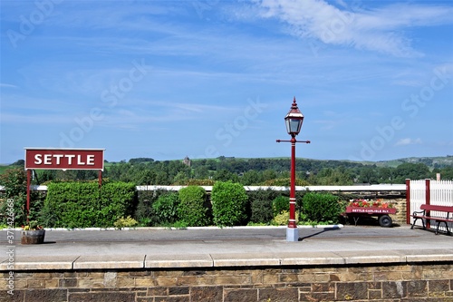 Settle railway station platform, Settle, North Yorkshire, England. photo