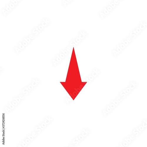 red arrow down icon. decrease, fall, crash concept. download sign.