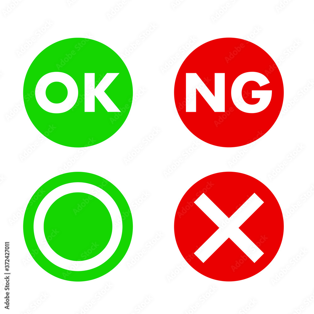 OK And NG Placard Sign Icon Set Isolated On White Background Vector 