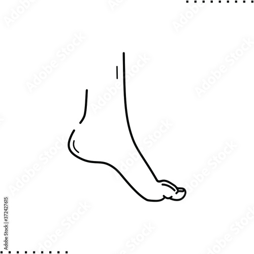 barefoot girl vector icon in outlines