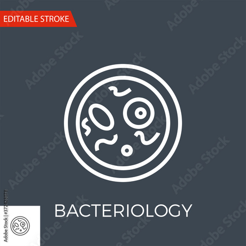 Bacteriology Thin Line Vector Icon. Flat Icon Isolated on the Black Background. Editable Stroke EPS file. Vector illustration.