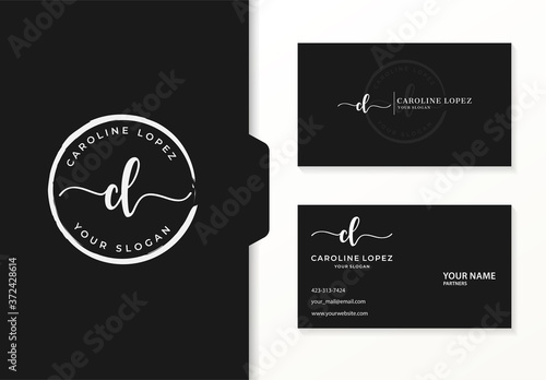 logo for initial / feminine company with black background