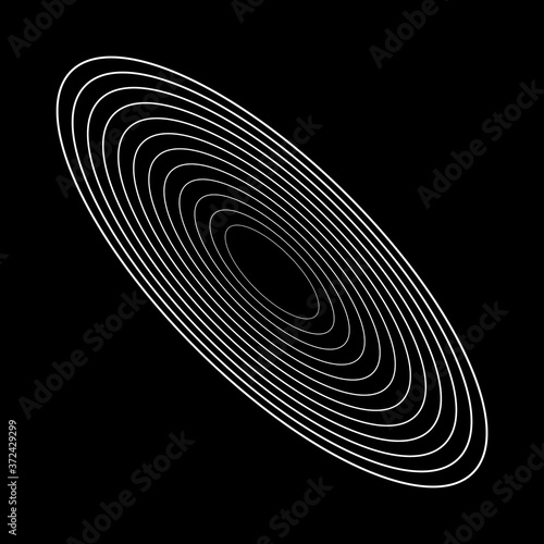 Disc Abstract Shape. Vector Geometric Abstract Circle Shape. Stroke Element On Black Background
