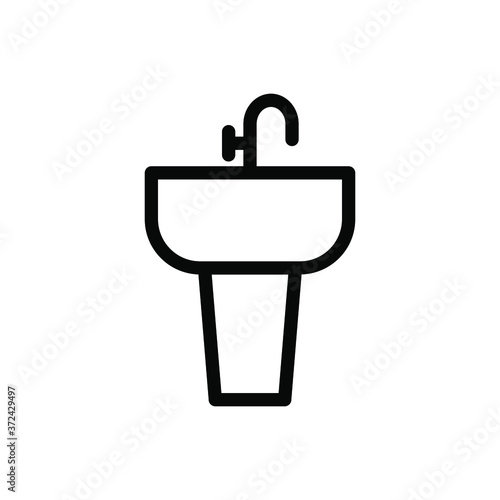 Washbasin (Home and Living Furniture) icon outline vector. isolated on white background