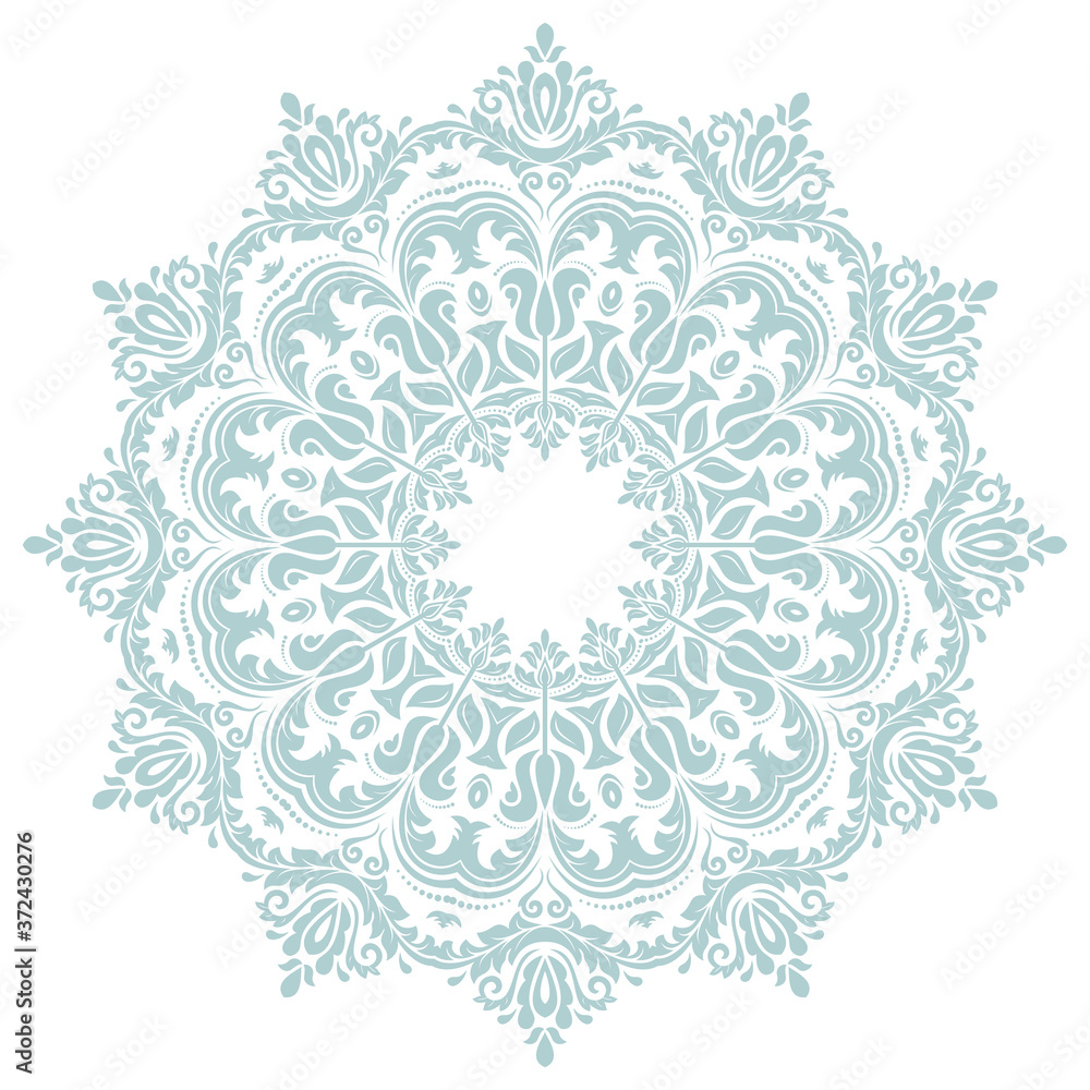 Elegant vintage vector ornament in classic style. Abstract traditional light blue and white pattern with oriental elements. Classic vintage pattern