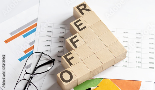 OFFER words with wooden blocks. Business concept.