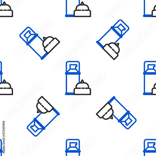 Line Shaving gel foam icon isolated seamless pattern on white background. Shaving cream. Colorful outline concept. Vector.