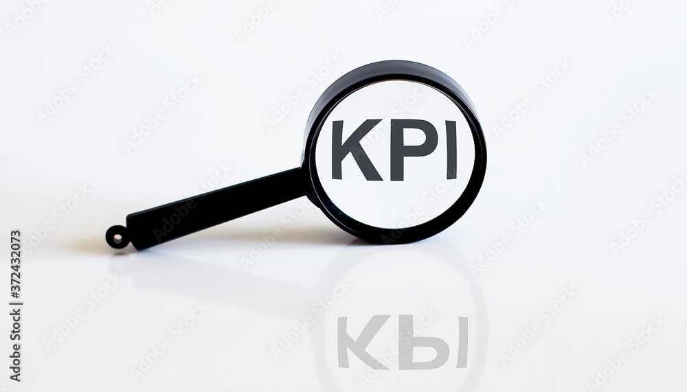 Magnifier with text KPI on the white background Magnifier with text KPI on the white background