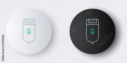 Line Electrical hair clipper or shaver icon isolated on grey background. Barbershop symbol. Colorful outline concept. Vector.