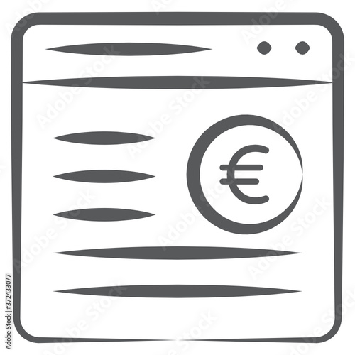 
Euro on web page, icon of business website 
