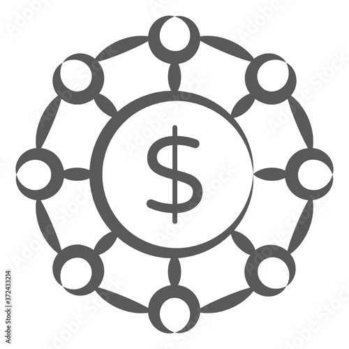 
Financial network icon in doodle design, cash outflow 
