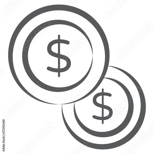 
Hand drawn design of dollar coins icon.
