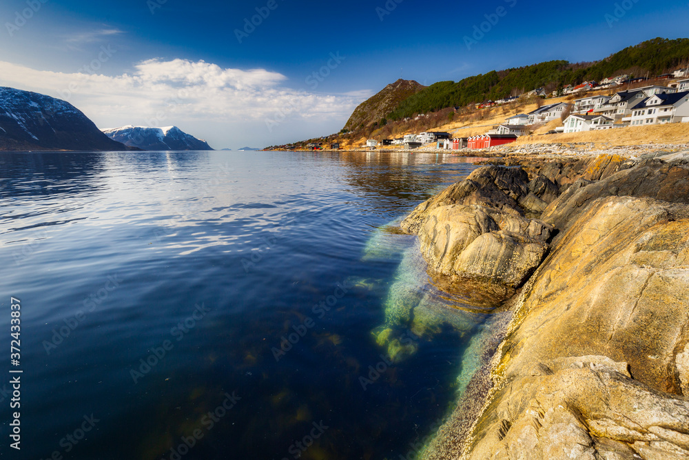 Beautiful scenery of west coastline with fiords in Norway Beautiful scenery of west coastline with fiords in Norway