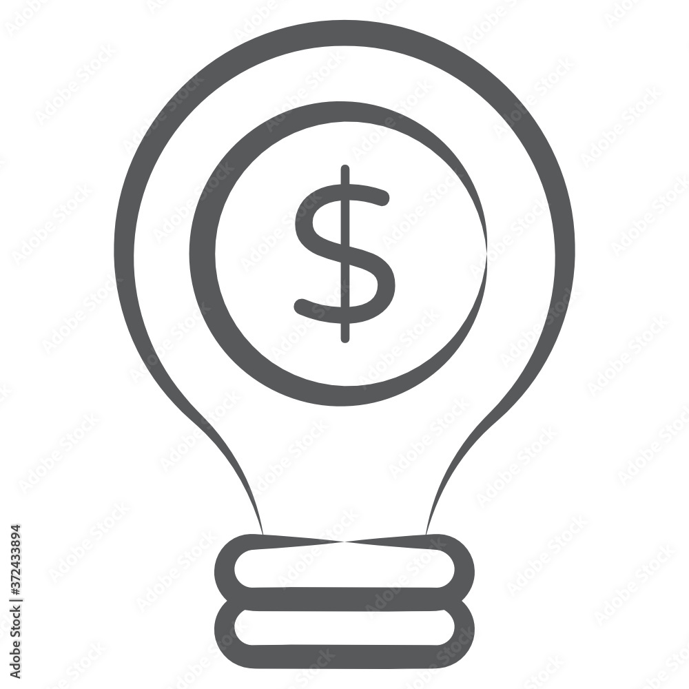 Financial idea icon in doodle design, dollar inside light bulb
Financial idea icon in doodle design, dollar inside light bulb