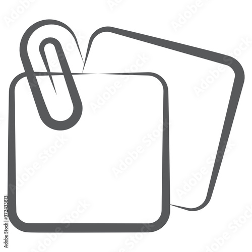 
Paper clip pasted on sheet, doodle icon of file binder
