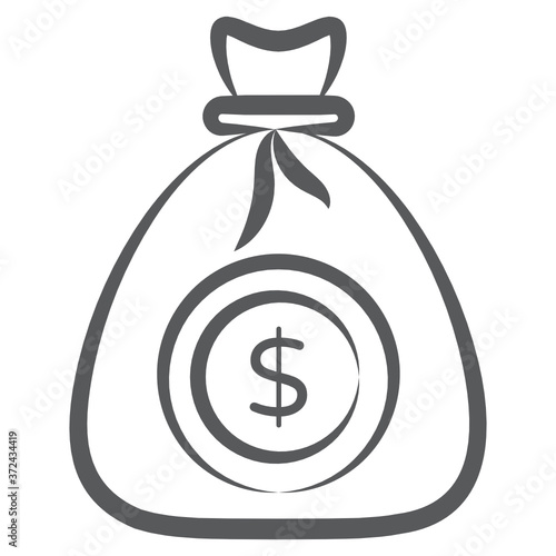 
Money sack icon in hand draw editable style 
