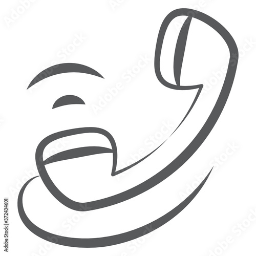 
Phone receiver icon in hand drawn design showing concept of telecommunication 
