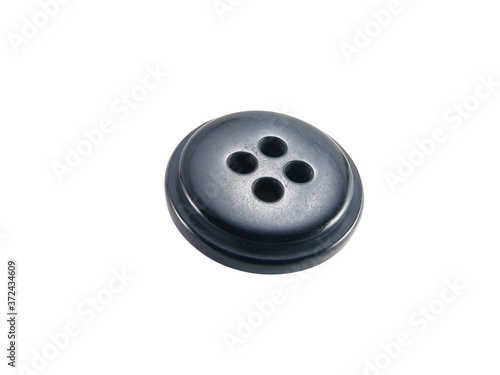 Black round button isolated on white background. 