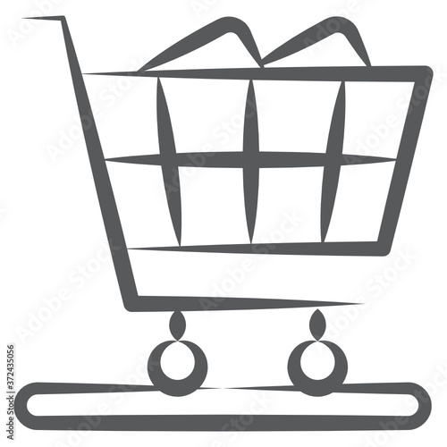 
Icon of shing cart in doodle line design
