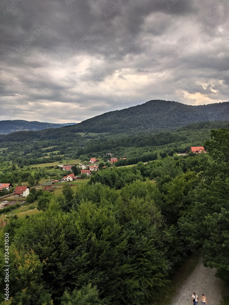 Sovata, Romania -  2020  Transylvania,Panoramic view  from  
Belvedere  tower