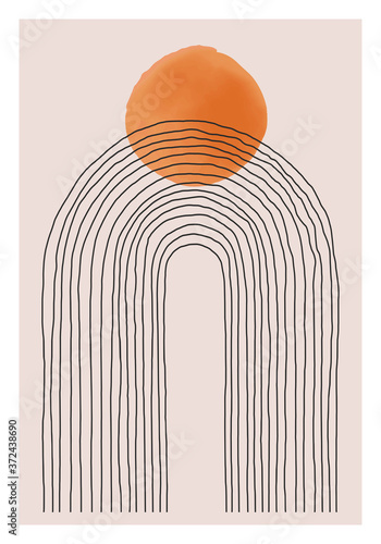 Trendy abstract aesthetic minimalist hand drawn contemporary background