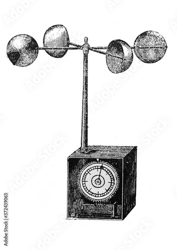 Anemometer, a device used for measuring wind speed and directio in the old book Encyclopedia by I.E. Andrievsky, vol. 7A, S. Petersburg, 1892 photo