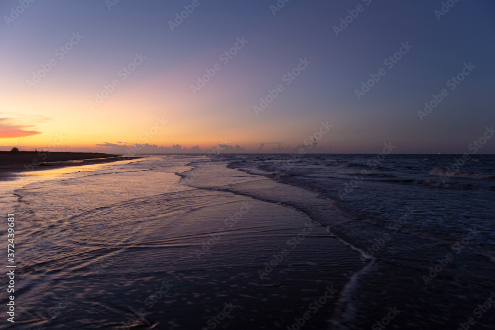 Soft focus images of Sunset ocean horizon, beautiful sky clouds sunset scenery