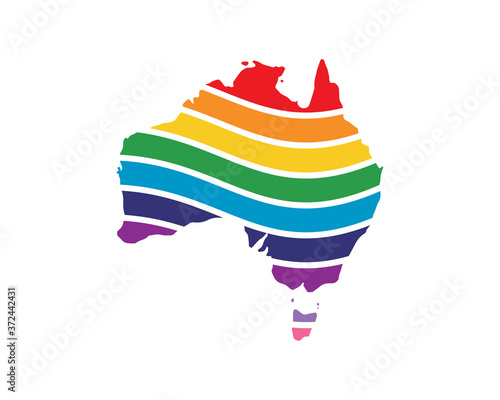 australia swoosh silhouette rainbow map
