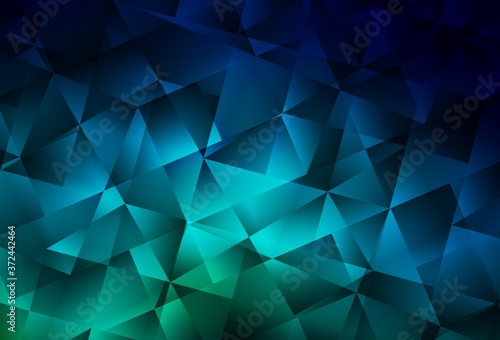 Dark Blue, Green vector gradient triangles template.