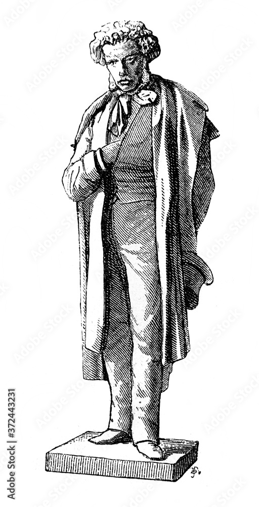 Obraz premium Russian poet Pushkin in the old book Encyclopedia by I.E. Andrievsky, vol. 5A, S. Petersburg, 1892