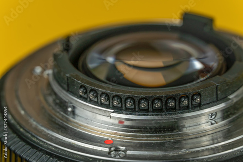 Camera lens attached to the camera body, macro photography