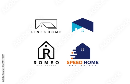 Vector logo design set house real estate