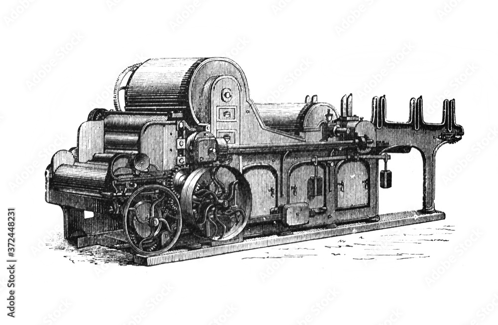 Vintage industrial machine in the old book Encyclopedia by I.E. Andrievsky, vol. 4A, S. Petersburg, 1891